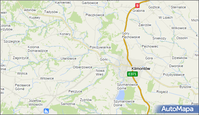 mapa Górki gmina Klimontów, Górki gmina Klimontów na mapie Targeo