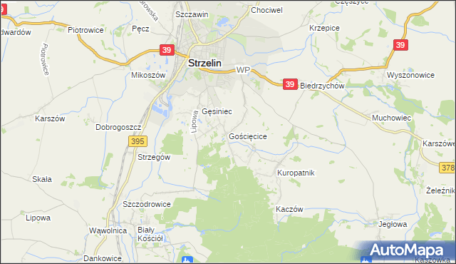 mapa Gościęcice, Gościęcice na mapie Targeo