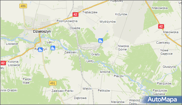 mapa Grądy-Łazy, Grądy-Łazy na mapie Targeo
