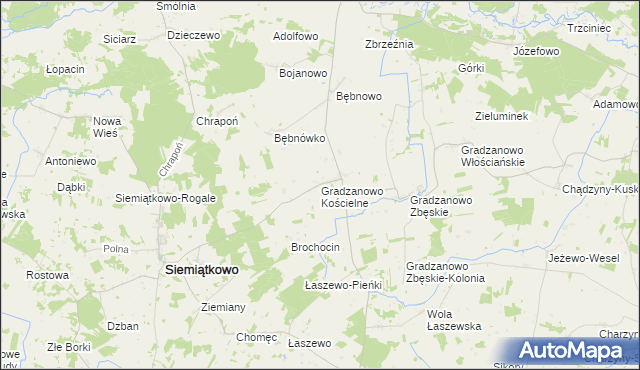 mapa Gradzanowo Kościelne, Gradzanowo Kościelne na mapie Targeo