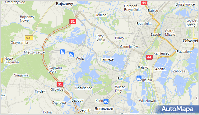 mapa Harmęże, Harmęże na mapie Targeo