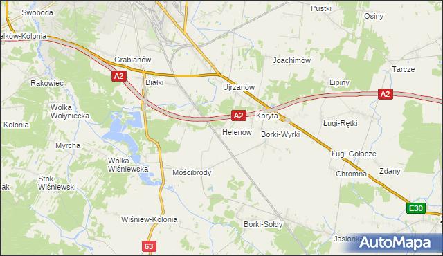 mapa Helenów gmina Wiśniew, Helenów gmina Wiśniew na mapie Targeo