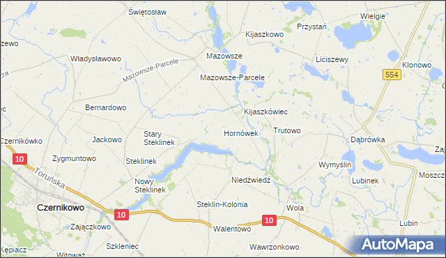 mapa Hornówek gmina Kikół, Hornówek gmina Kikół na mapie Targeo
