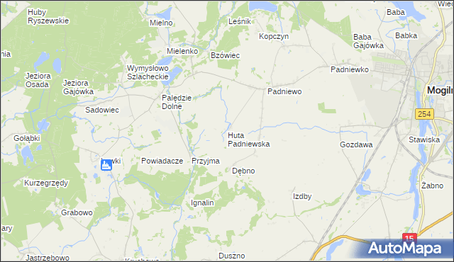 mapa Huta Padniewska, Huta Padniewska na mapie Targeo