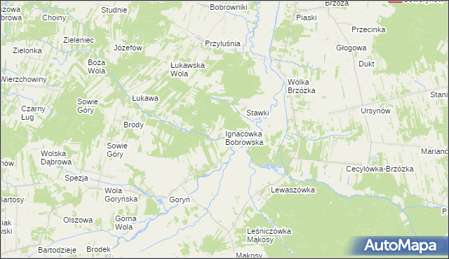 mapa Ignacówka Bobrowska, Ignacówka Bobrowska na mapie Targeo