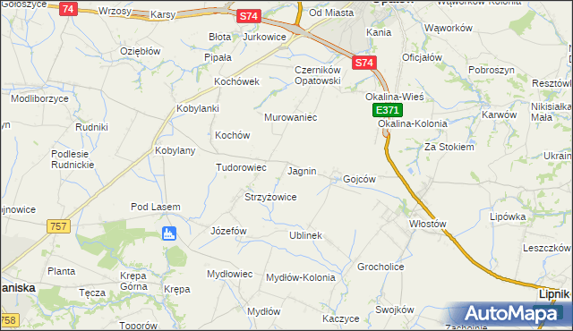 mapa Jagnin, Jagnin na mapie Targeo