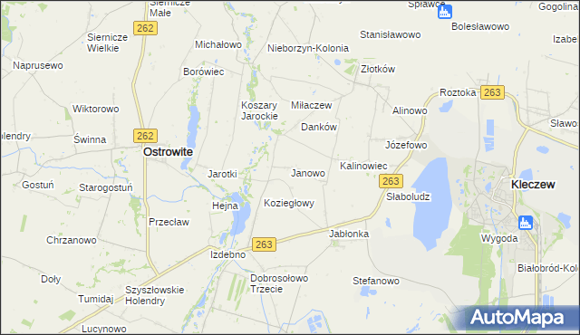 mapa Janowo gmina Kleczew, Janowo gmina Kleczew na mapie Targeo