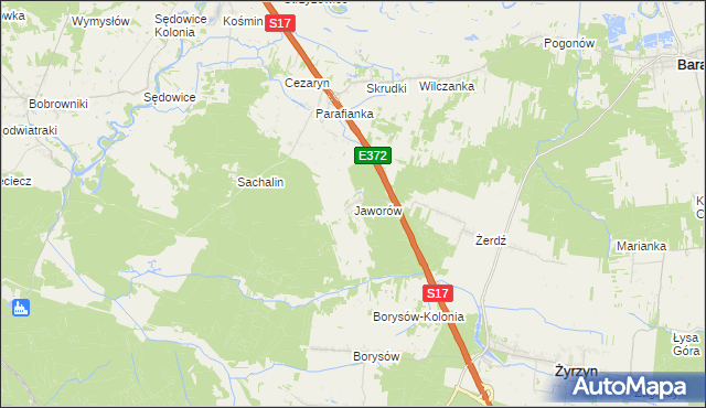 mapa Jaworów gmina Żyrzyn, Jaworów gmina Żyrzyn na mapie Targeo