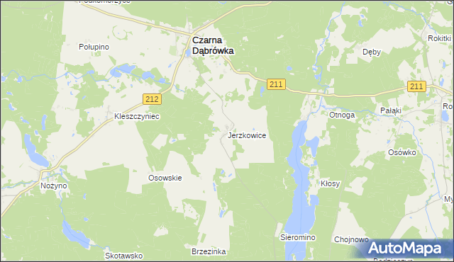 mapa Jerzkowice, Jerzkowice na mapie Targeo