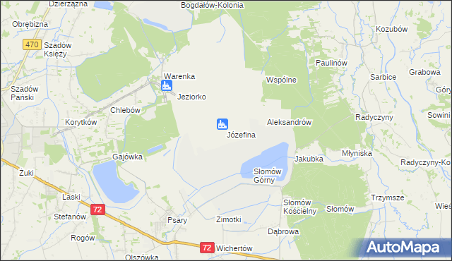 mapa Józefina gmina Przykona, Józefina gmina Przykona na mapie Targeo