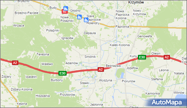 mapa Kałek gmina Krzymów, Kałek gmina Krzymów na mapie Targeo