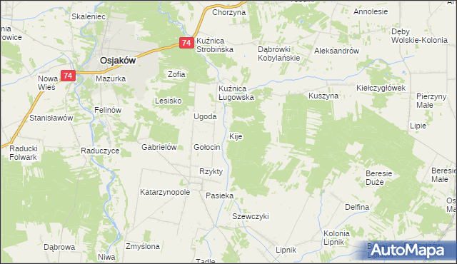 mapa Kije gmina Siemkowice, Kije gmina Siemkowice na mapie Targeo