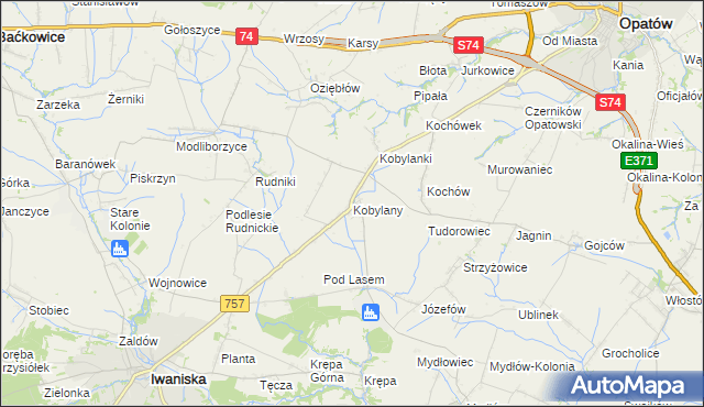 mapa Kobylany gmina Opatów, Kobylany gmina Opatów na mapie Targeo