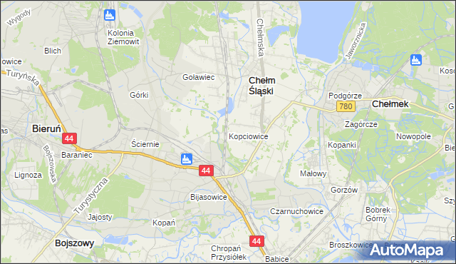 mapa Kopciowice, Kopciowice na mapie Targeo