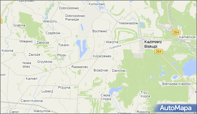 mapa Kozarzew, Kozarzew na mapie Targeo
