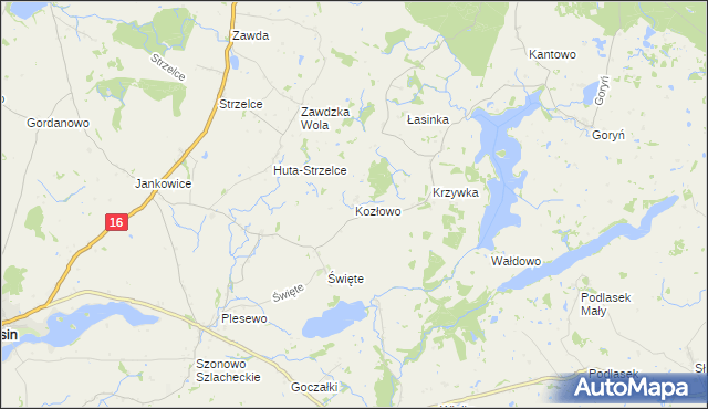mapa Kozłowo gmina Łasin, Kozłowo gmina Łasin na mapie Targeo