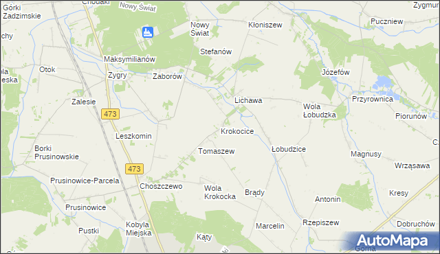 mapa Krokocice, Krokocice na mapie Targeo