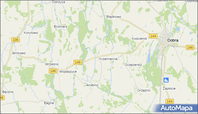 mapa Krzemienna gmina Dobra, Krzemienna gmina Dobra na mapie Targeo
