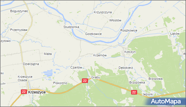 mapa Krzemów, Krzemów na mapie Targeo