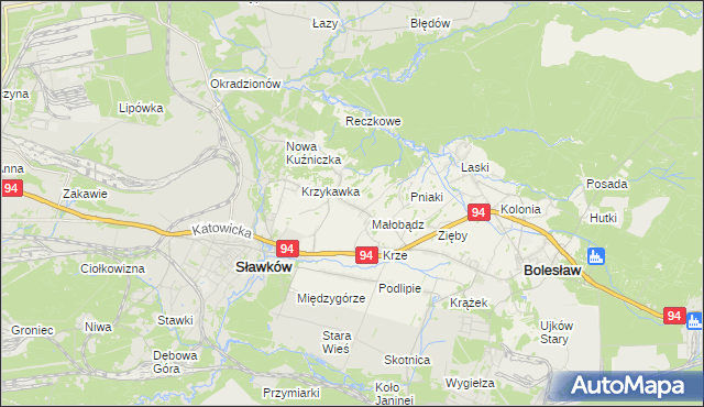 mapa Krzykawa, Krzykawa na mapie Targeo