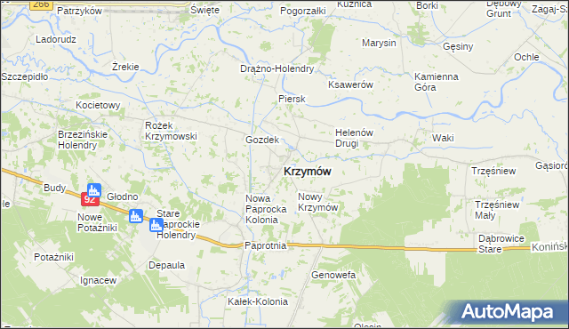 mapa Krzymów powiat koniński, Krzymów powiat koniński na mapie Targeo