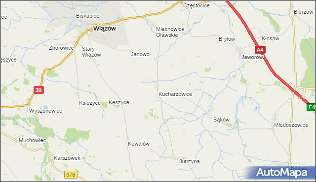 mapa Kucharzowice, Kucharzowice na mapie Targeo