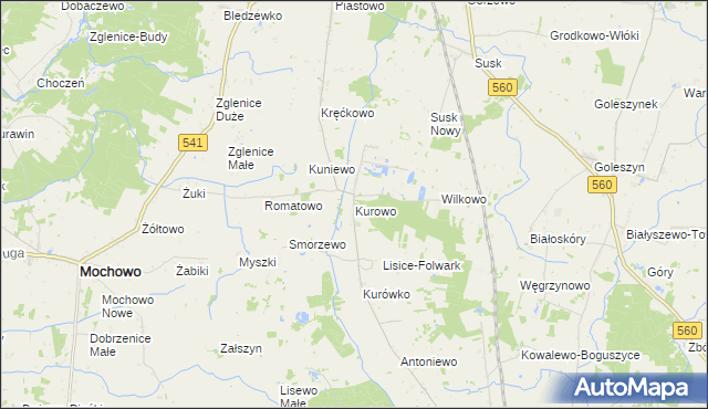 mapa Kurowo gmina Gozdowo, Kurowo gmina Gozdowo na mapie Targeo