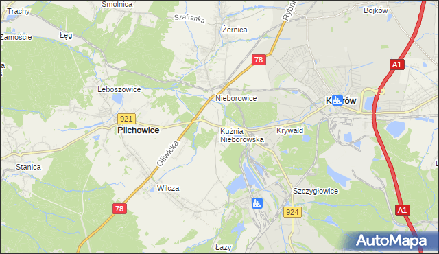 mapa Kuźnia Nieborowska, Kuźnia Nieborowska na mapie Targeo