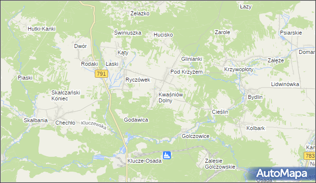 mapa Kwaśniów Dolny, Kwaśniów Dolny na mapie Targeo