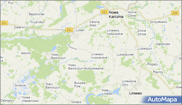 mapa Liniewko Kościerskie, Liniewko Kościerskie na mapie Targeo