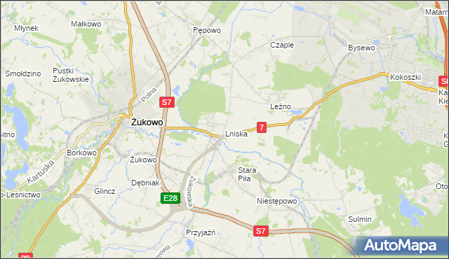 mapa Lniska, Lniska na mapie Targeo