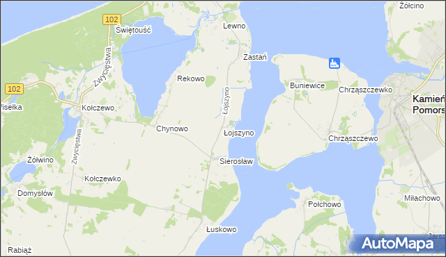 mapa Łojszyno, Łojszyno na mapie Targeo