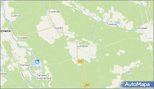 mapa Lubiatów gmina Dąbie, Lubiatów gmina Dąbie na mapie Targeo