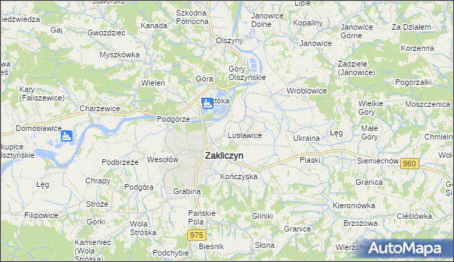 mapa Lusławice gmina Zakliczyn, Lusławice gmina Zakliczyn na mapie Targeo