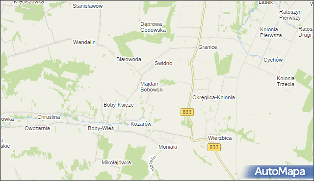 mapa Majdan Moniacki, Majdan Moniacki na mapie Targeo