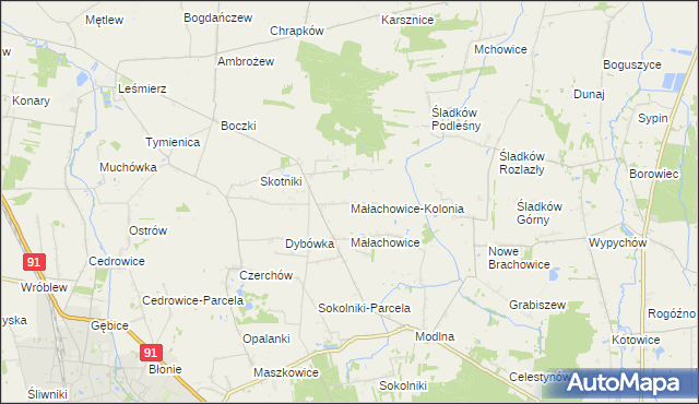 mapa Małachowice-Kolonia, Małachowice-Kolonia na mapie Targeo