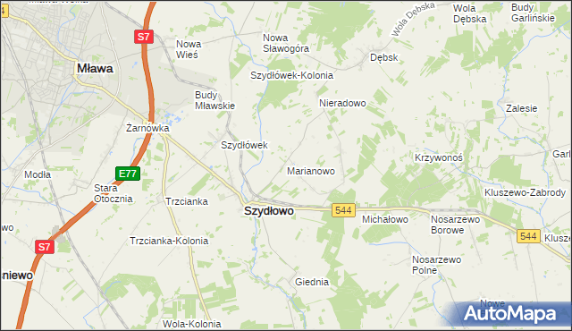 mapa Marianowo gmina Szydłowo, Marianowo gmina Szydłowo na mapie Targeo