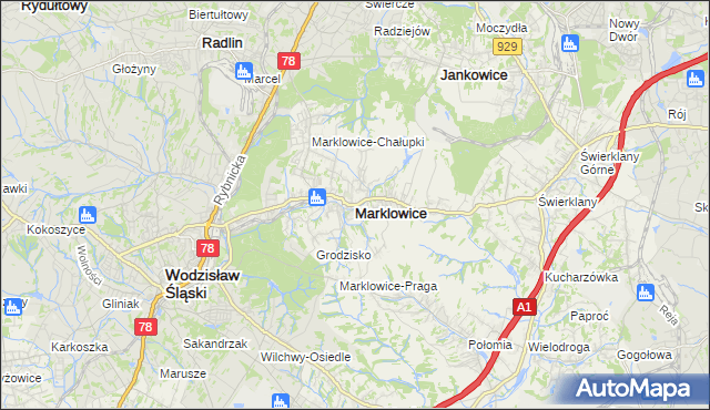 mapa Marklowice, Marklowice na mapie Targeo