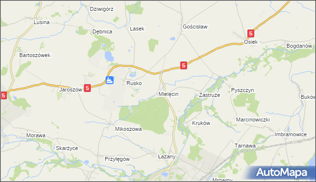 mapa Mielęcin gmina Żarów, Mielęcin gmina Żarów na mapie Targeo
