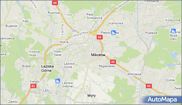 mapa Mikołów, Mikołów na mapie Targeo