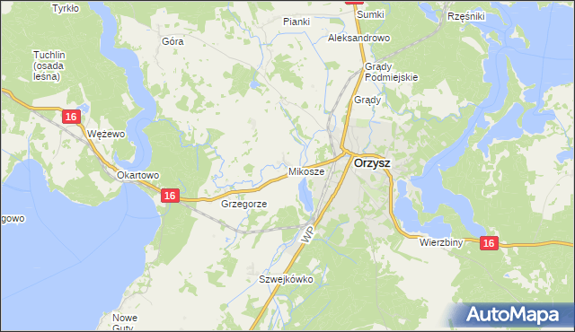 mapa Mikosze, Mikosze na mapie Targeo