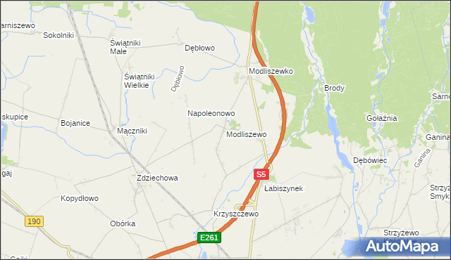 mapa Modliszewo, Modliszewo na mapie Targeo