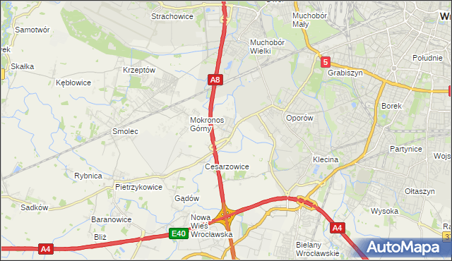 mapa Mokronos Dolny, Mokronos Dolny na mapie Targeo