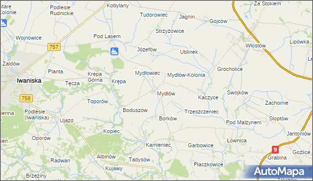 mapa Mydłów, Mydłów na mapie Targeo