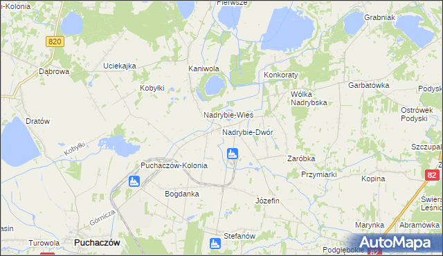 mapa Nadrybie-Dwór, Nadrybie-Dwór na mapie Targeo