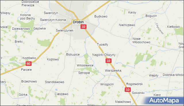 mapa Nagórki-Olszyny, Nagórki-Olszyny na mapie Targeo