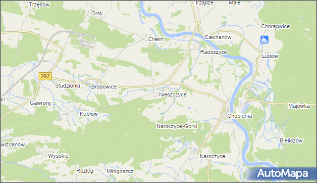 mapa Nieszczyce, Nieszczyce na mapie Targeo