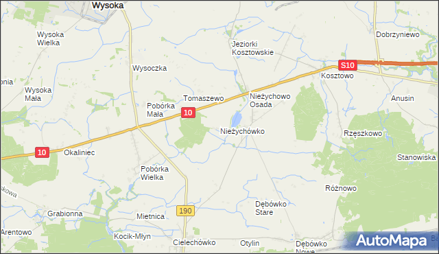 mapa Nieżychówko, Nieżychówko na mapie Targeo