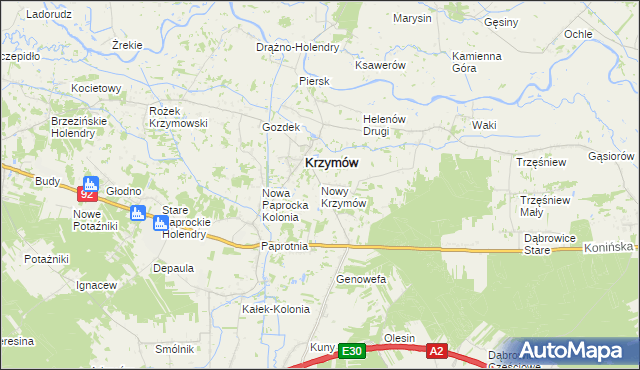 mapa Nowy Krzymów, Nowy Krzymów na mapie Targeo