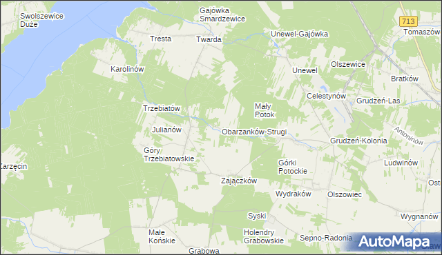 mapa Obarzanków-Strugi, Obarzanków-Strugi na mapie Targeo